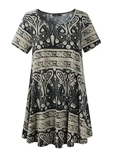 Veranee Women's Plus Size Swing Tunik Top 3/4 Yengli Gull Flare Futbolka - 1