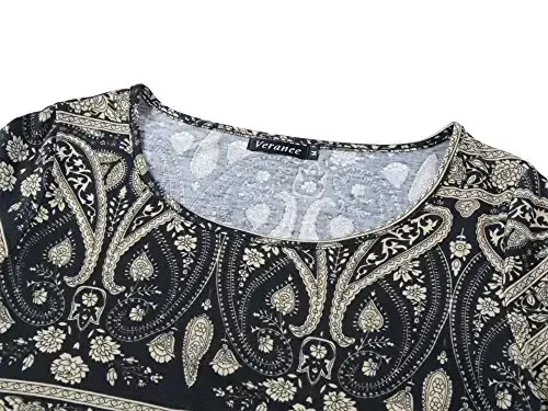 Veranee Women's Plus Size Swing Tunik Top 3/4 Yengli Gull Flare Futbolka - 3