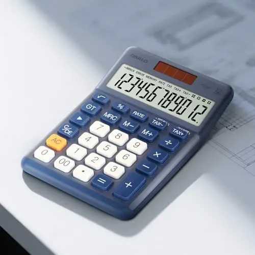 Pendancy Office Small Calculator Desktop with Tax+/- for Tax Calculation, 12 Digit Large LCD Display, Solar Battery Power, Durable Portable Design, Financial Accounting Business Home Use(OS-200T-Blue) - 4