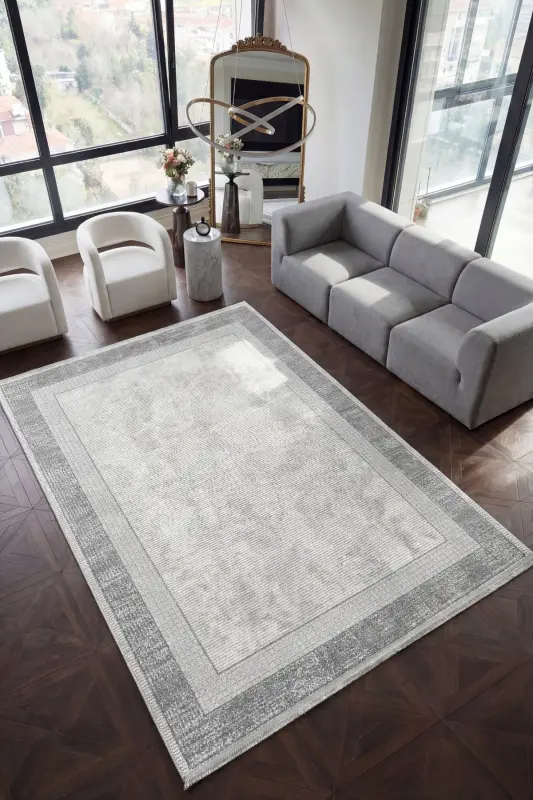 Verona 1902 Grey Living Room Rug Corridor Cut Runner Soft Texture Non-Slip Dust-Proof Woven Machine Carpet - COOL HALI