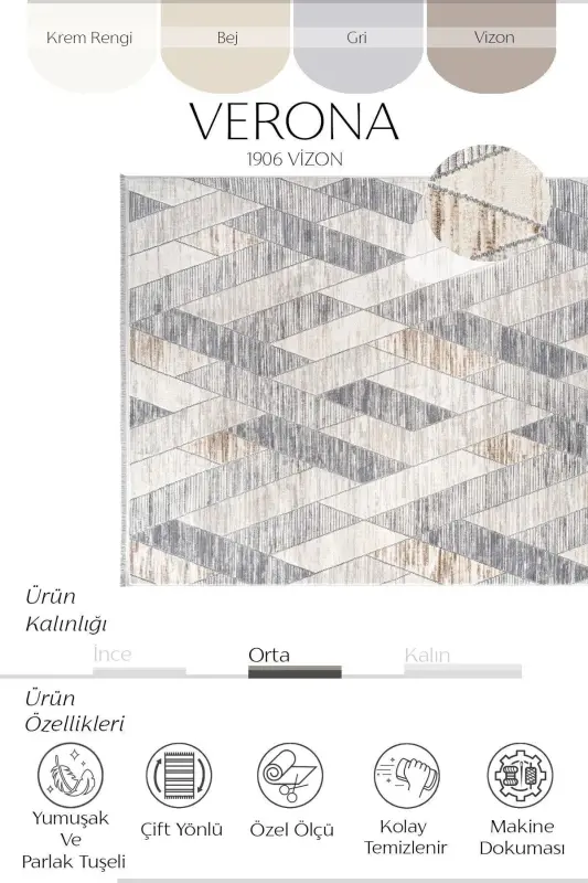 Verona 1906 Mink Salon Carpet Hallway Cut Runner Soft Texture Non-slip Dustproof Woven Machine Carpet-Mink 5 - 3
