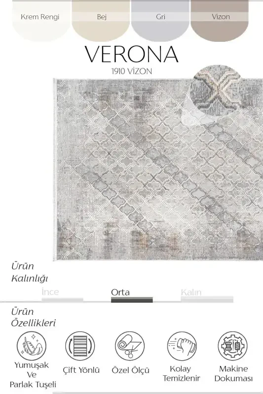 Verona 1910 Mink Hall Carpet Corridor Cut Runner Soft Texture Non-Slip Non-Dust Woven Machine Carpet-Mink 7 - 2