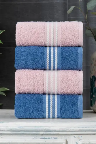 Veronica Small 4'lü Havlu seti 50x90 cm. -Pudra - CASNACK (1)