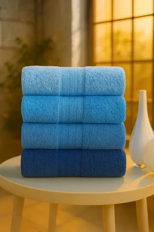 Veronica Small Towel Set of 4 50x90 cm - Blue - CASNACK