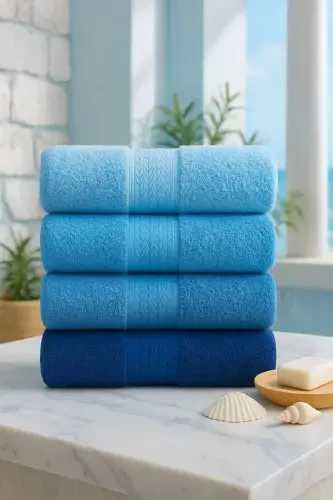 Veronica Small Towel Set of 4 50x90 cm - Blue - 2