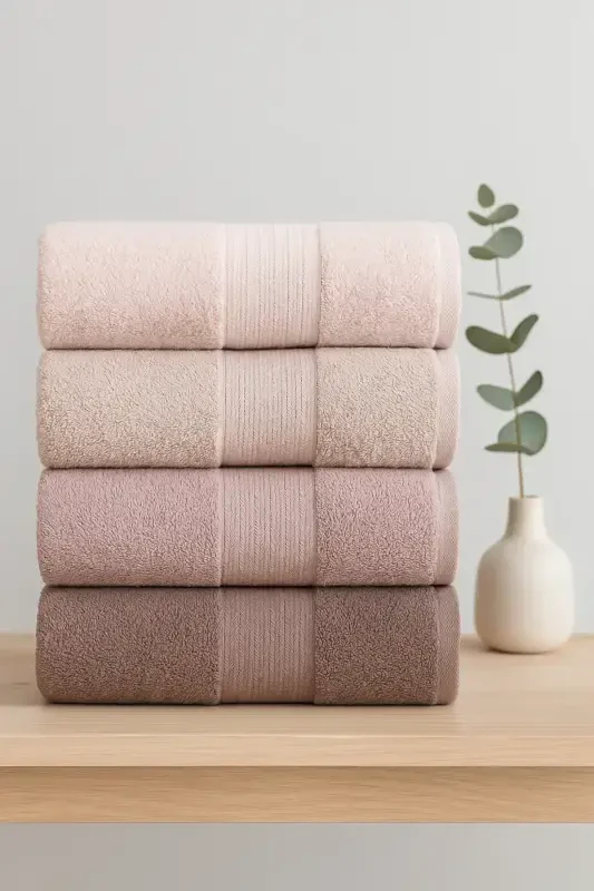 Veronica Small Towel Set of 4 50x90 cm - Powder - CASNACK