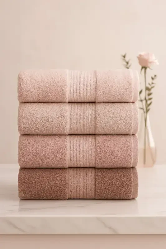 Veronica Small Towel Set of 4 50x90 cm - Powder - 3