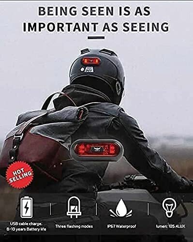 VERSATTA LED Motorcycle Helmet Light, Bike Bicycle Rear Red Safety Light, Helmet Light, Warning Tail Lights, Helmet Light for Night Riding with USB Chargeable Cable Small - 4