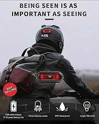 VERSATTA LED Motorcycle Helmet Light, Bike Bicycle Rear Red Safety Light, Helmet Light, Warning Tail Lights, Helmet Light for Night Riding with USB Chargeable Cable Small - 4