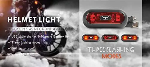 VERSATTA LED Motorcycle Helmet Light, Bike Bicycle Rear Red Safety Light, Helmet Light, Warning Tail Lights, Helmet Light for Night Riding with USB Chargeable Cable Small - 5