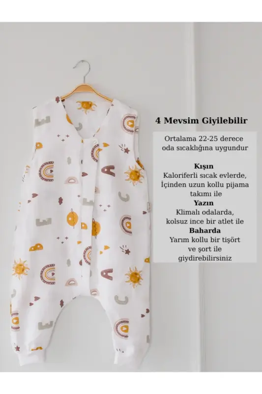 Весенний детский спальный мешок, органический хлопковый муслиновый детский спальный мешок, двуслойный безрукавный комбинезон - 5