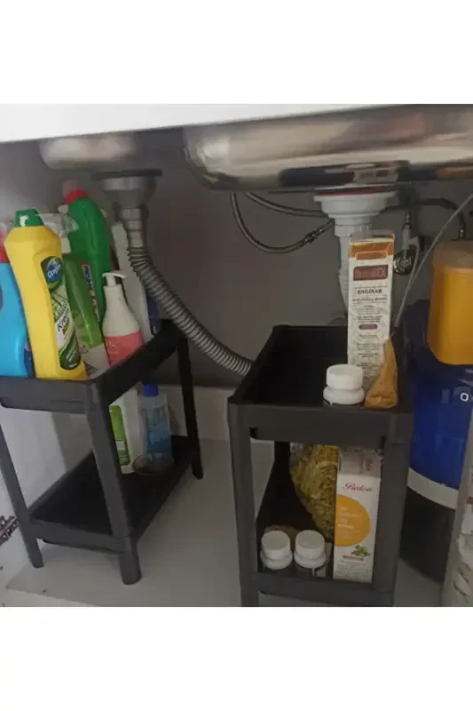 Vesken 2-Tier Under Sink Kitchen Bathroom Organizer Rack Unit (BLACK) - 4