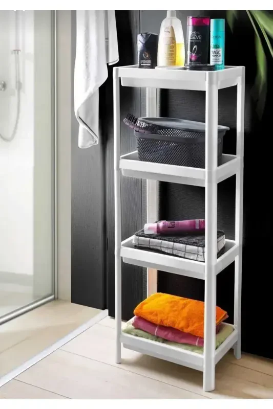 Vesken 3-Compartment Bathroom Shelf Unit White - 1