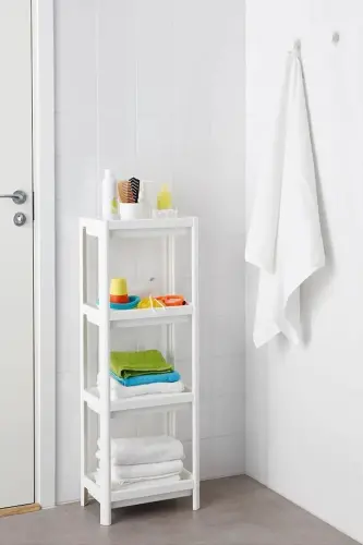 Vesken 3-Compartment Bathroom Shelf Unit White - HARDOV (1)