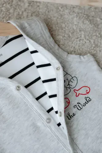 Vest Double Layer Fabric Patterned-Gray - 1