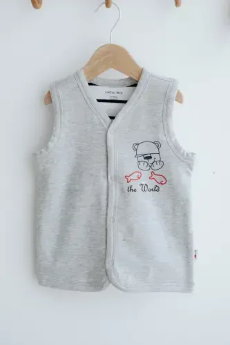 Vest Double Layer Fabric Patterned-Gray - Modazone (1)