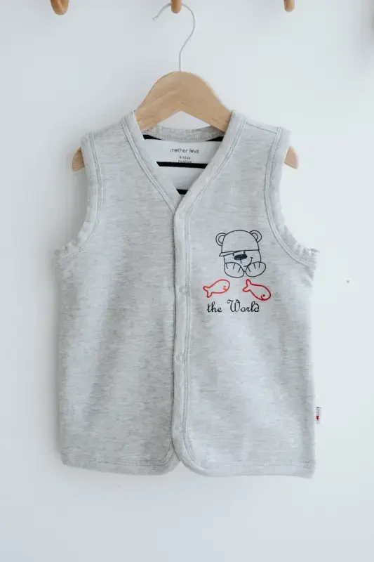 Vest Double Layer Fabric Patterned-Gray - 2