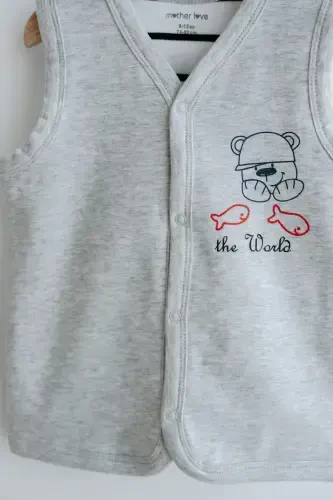 Vest Double Layer Fabric Patterned-Gray - 3