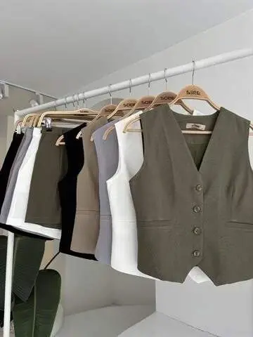 Vest Shorts Flamed Linen Set 10133-17 - 10