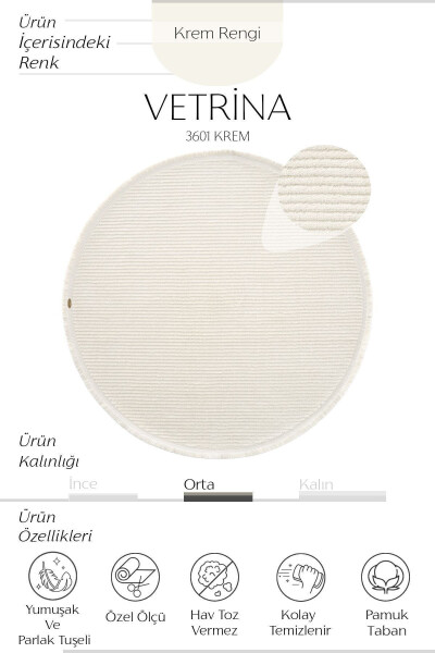 Vetrina 3601 Cream Soft Texture Carpet Rug Living Room Kitchen Corridor Cut Runner Round Machine Carpet - 31