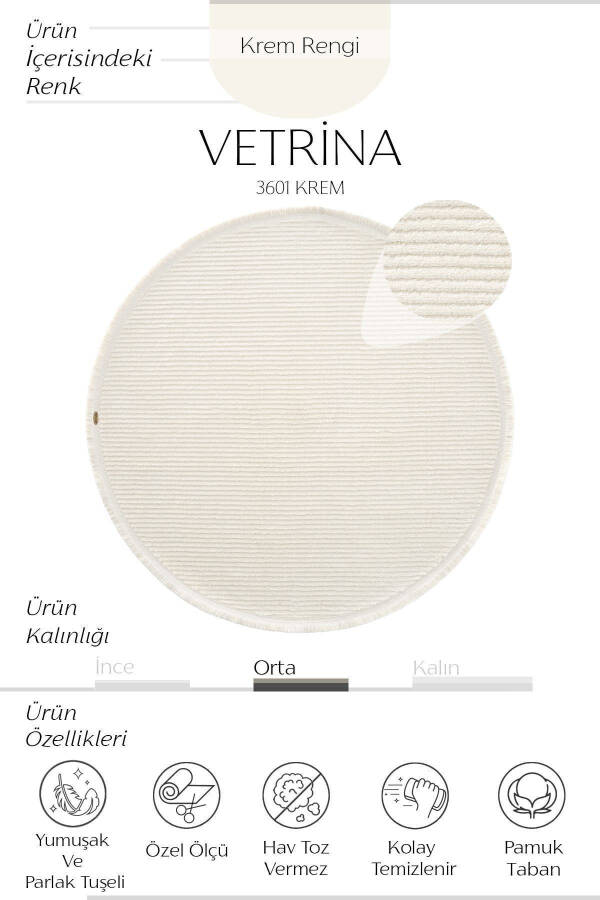 Vetrina 3601 Cream Soft Texture Carpet Rug Living Room Kitchen Corridor Cut Runner Round Machine Carpet - 31