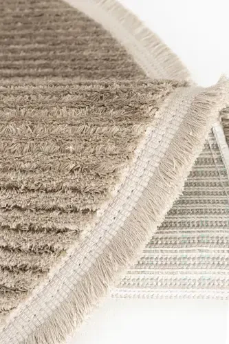 Vetrina 3602 Vizon Yumuşak Doku Halı Kilim Salon Mutfak Koridor Kesme Yolluk Yuvarlak Makine Halısı-Vizon - 7