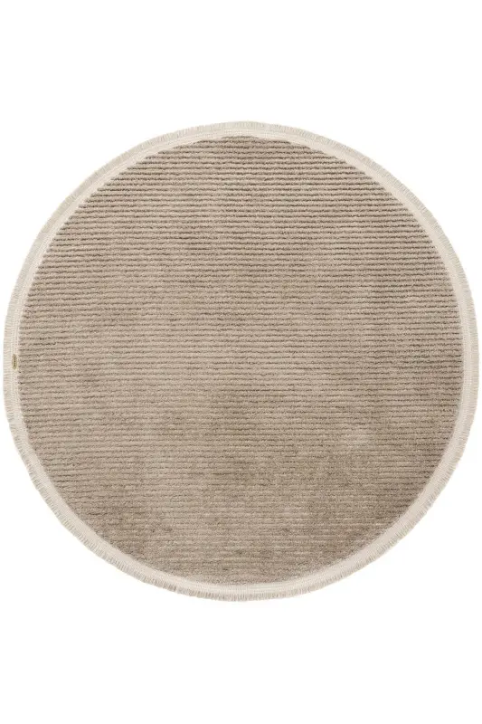 Vetrina 3602 Vizon Yumuşak Doku Halı Kilim Salon Mutfak Koridor Kesme Yolluk Yuvarlak Makine Halısı - Vizon - 3