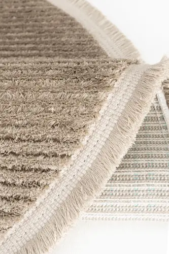 Vetrina 3602 Vizon Yumuşak Doku Halı Kilim Salon Mutfak Koridor Kesme Yolluk Yuvarlak Makine Halısı - Vizon - 8