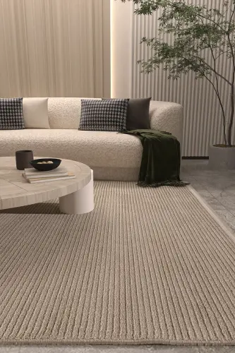 Vetrina 3602 Vizon Yumuşak Dokulu Halı Kilim Salon Mutfak Koridor Kesme Yolluk Dokuma Makine Halısı-Vizon - 5