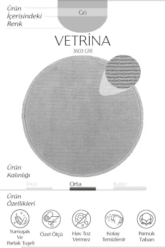 Vetrina 3603 Gray Soft Texture Rug Carpet Living Room Kitchen Hallway Cut Runner Round Machine Carpet-Gray - 4