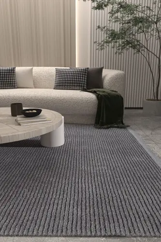Vetrina 3604 Anthracite Soft Texture Rug Carpet Living Room Kitchen Hallway Cut Runner Woven Machine Carpet-Anthracite 