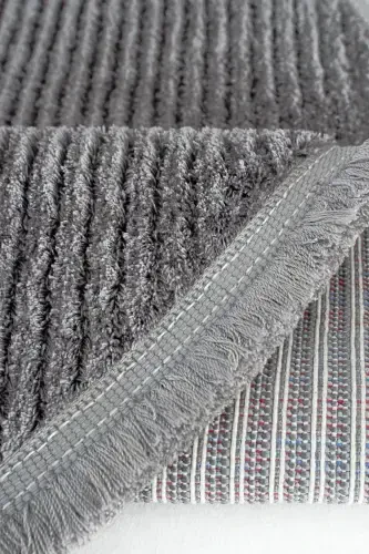 Vetrina 3604 Antrasit Yumuşak Halı Kilim Salon Mutfak Koridor Kesme Yolluk Yuvarlak Makine Halısı-Antrasit - 7