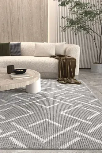 Vetrina 3605 Gray Soft Touch Carpet Rug Living Room Kitchen Hallway Cut Runner Woven Machine Carpet-Gray 2 - 1