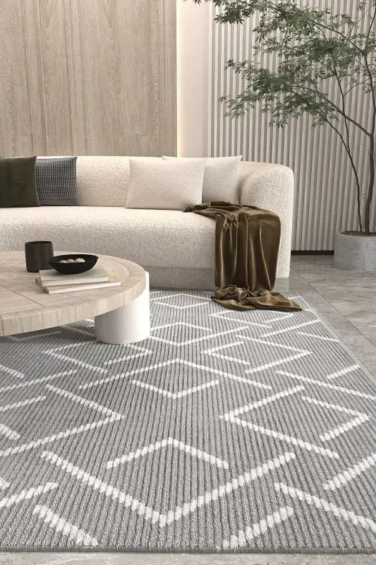 Vetrina 3605 Gray Soft Touch Carpet Rug Living Room Kitchen Hallway Cut Runner Woven Machine Carpet-Gray 2 - 1