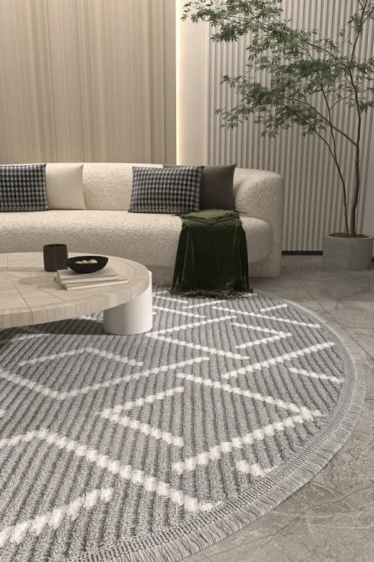 Vetrina 3605 Grey Soft Texture Rug Carpet Living Room Kitchen Hallway Cut Runner Round Machine Carpet-Grey 1 - COOL HALI