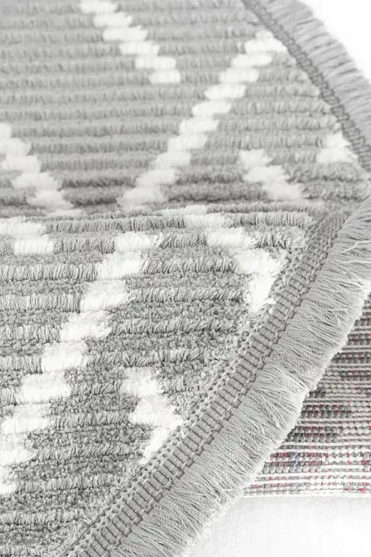 Vetrina 3605 Gri Yumuşak Doku Halı Kilim Salon Mutfak Koridor Kesme Yolluk Yuvarlak Makine Halısı-Gri 1 - 7