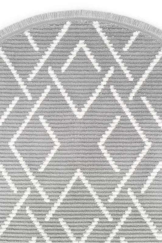 Vetrina 3605 Gri Yumuşak Doku Halı Kilim Salon Mutfak Koridor Kesme Yolluk Yuvarlak Makine Halısı - Gri 1 - 5