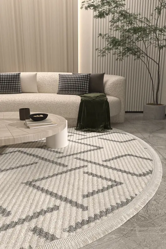 Vetrina 3609 Cream Soft Texture Rug Kilim Living Room Kitchen Corridor Cut Runner Round Machine Carpet-Cream 1 - COOL HALI