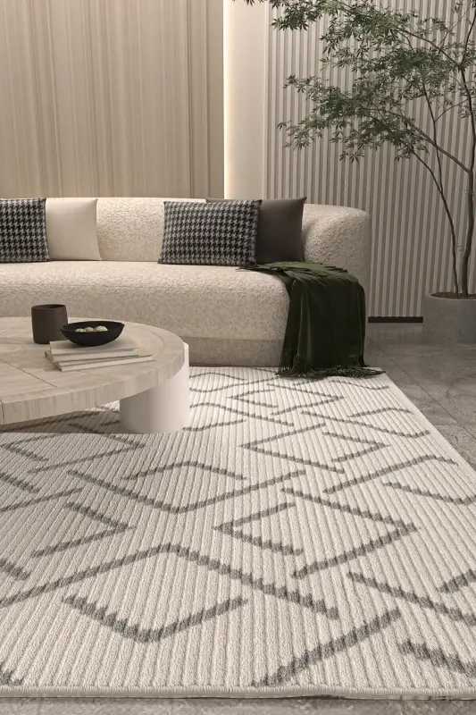 Vetrina 3609 Cream Soft Texture Rug Kilim Living Room Kitchen Corridor Cut Runner Woven Machine Carpet-Cream 2 - 3