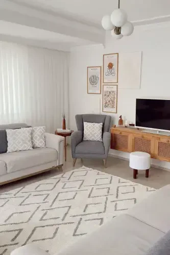 Vetrina 3609 Крем Мягкий Ковер Килим Салон Кухня Коридор Отрезной Дорожка Тканый Машинный Ковер-Крем 2 - 5