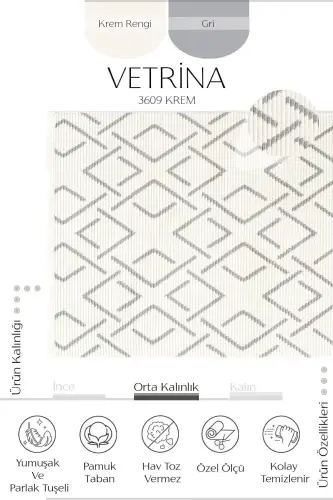 Vetrina 3609 Крем Мягкий Ковер Килим Салон Кухня Коридор Отрезной Дорожка Тканый Машинный Ковер-Крем 2 - 9