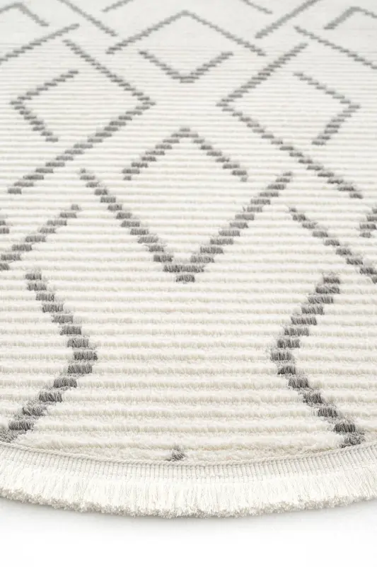 Vetrina 3609 Krem Yumshoq Doku Gilam Kilim Salon Oshxona Koridor Kesma Yo'lak Dumaloq Mashina Gilami-Krem 1 - 6