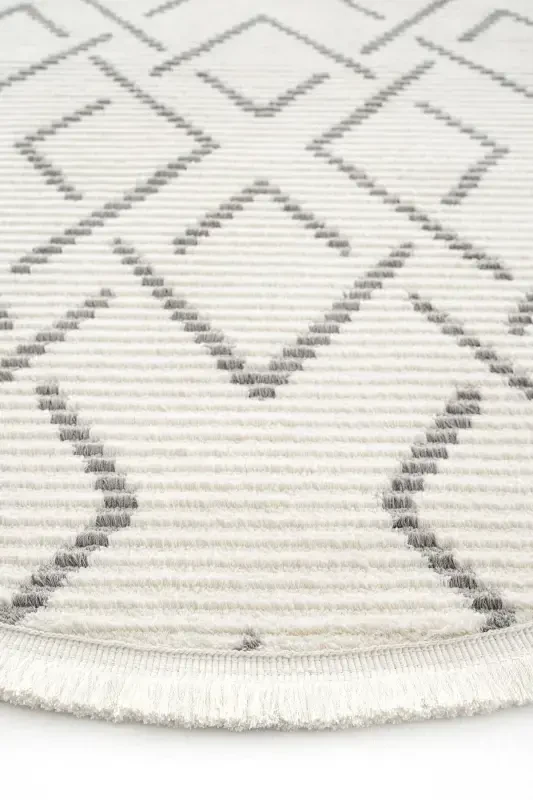 Vetrina 3609 Krem Yumshoq Doku Gilam Kilim Salon Oshxona Koridor Kesma Yo'lak Dumaloq Mashina Gilami-Krem 1 - 6