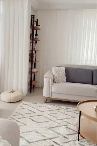 Vetrina 3609 Krem Yumshoq Dokulu Gilam Kilim Salon Oshxona Koridor Kesma Yo'lak To'quv Mashina Gilami-Krem 2 - 3