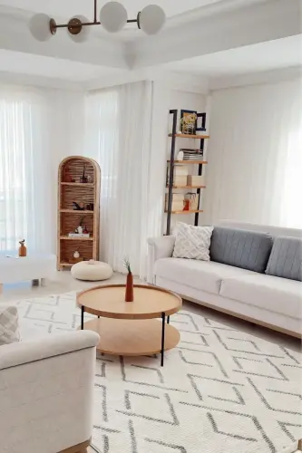 Vetrina 3609 Krem Yumshoq Dokulu Gilam Kilim Salon Oshxona Koridor Kesma Yo'lak To'quv Mashina Gilami-Krem 2 - 7