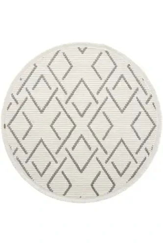 Vetrina 3609 Krem Yumuşak Doku Halı Kilim Salon Mutfak Koridor Kesme Yolluk Yuvarlak Makine Halısı-Krem 1 - 2