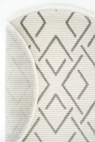 Vetrina 3609 Krem Yumuşak Doku Halı Kilim Salon Mutfak Koridor Kesme Yolluk Yuvarlak Makine Halısı-Krem 1 - 5