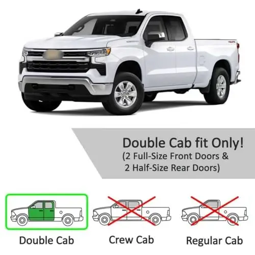 Ветровики для 2019-2026 Chevy Silverado/GMC Sierra 1500 Double/Extended Cab, 2020-2026 Silverado/Sierra 2500HD 3500HD, 4 шт. - 3