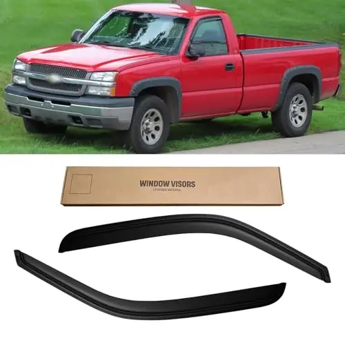 Ветровики для Chevy Silverado & Sierra 1500/2500 1999-2007, дефлекторы окон, темно-дымчатые, 2001-2007 Silverado & Sierra 3500 Standard/Regular Cab, 2 шт., на клейкой основе 
