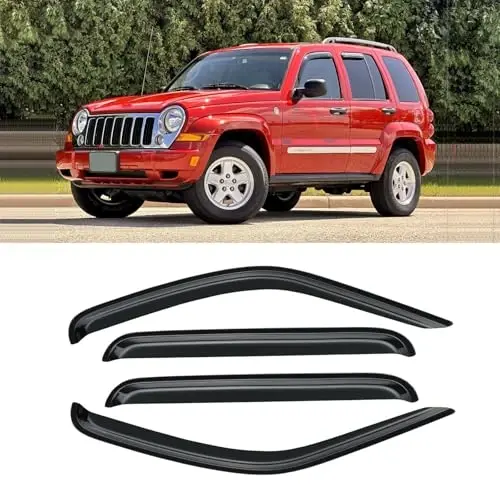 Ветровики для Jeep Liberty (KJ) 2002-2007, дефлекторы окон, вставные, защита от дождя и ветра, темно-дымчатые, 2003 2004 2005 2006, 4 шт. 